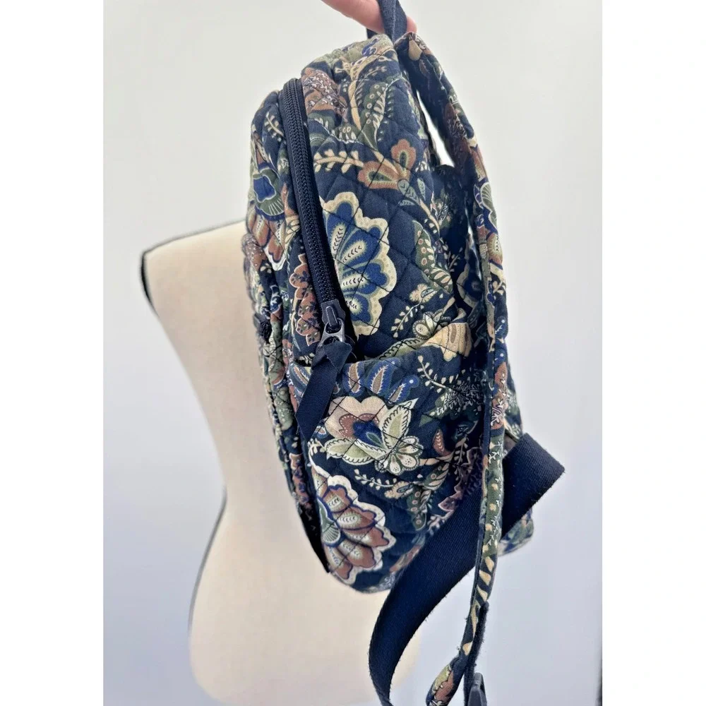 Vera Bradley Java Navy Camo Floral Paisley Small Quilted Backpack Retired Travel